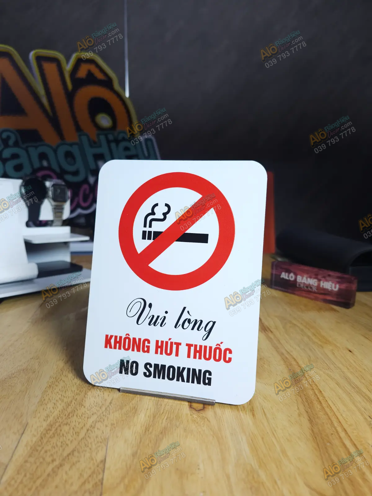 Biển Cấm Hút Thuốc Song Ngữ Đẹp, Chuẩn Quy Định